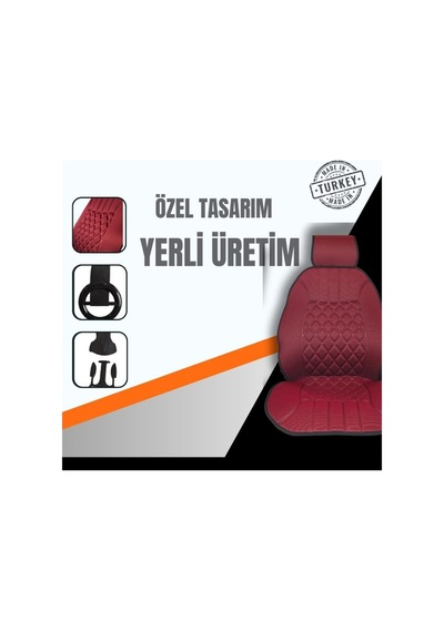 Sırt Dayamalı Ön İkili Minder Kırmızı Desen Bel Desteği Sunan Şık Minder Takımı, 2'li Set
