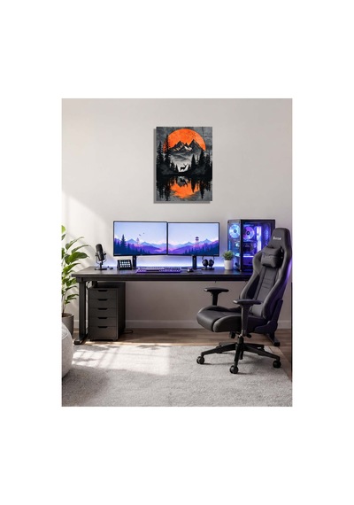 Geyik Ve Dağ Manzaralı Metal Tablo - Gün Batımı Doğa Duvar Dekoru, Metal Poster Wall Art Çok Renkli - 923217720 Çok Renkli - 923217720 Çok Renkli
