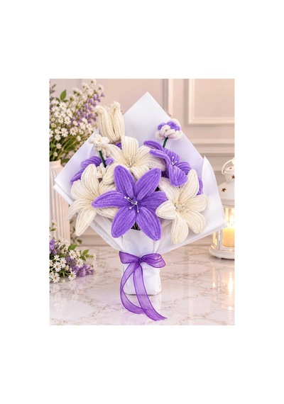 Hediyelik Lila-beyaz Lilyum Buket Lila-beyaz - 931236336 Lila-beyaz