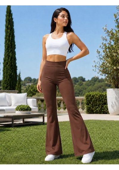 Unika Boutique Kadın Dalgıç Kumaş Belden Lastikli İspanyol Paça Pantolon Siyah
