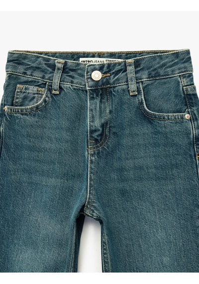 Koton Pamuklu Düğmeli Straight Fit Denim Pantolon İndigo Stone 6skb40048td İndigo - Taş Koton Pamuklu Düğmeli Straight Fit Denim Pantolon İndigo Stone 6skb40048td İndigo - Taş
