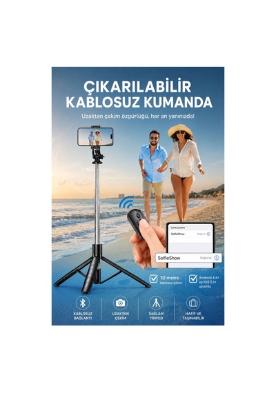 Büro Ev Ofis Cep Telefonu İçin Bt Kablosuz Selfie Çubuğu