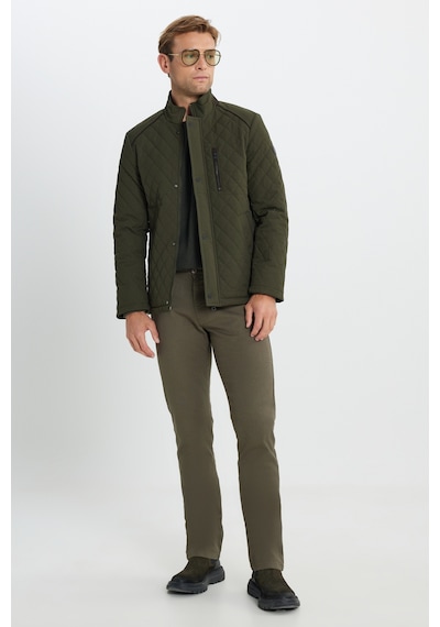 AC&Co / Altınyıldız Classics Erkek Hakı Standart Fit Normal Kesim Dik Yaka Kapitone Desenli Çıtçıtlı Yan Cepli Overcoat Hakı Haki