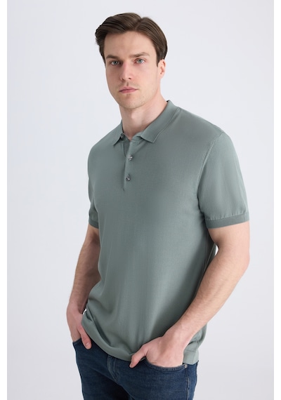 D's Damat Ds Damat Slim Fit Koyu Yosun Düz Örgü Yazlık Rayon Triko T-shirt 4hf069421001m Ky1