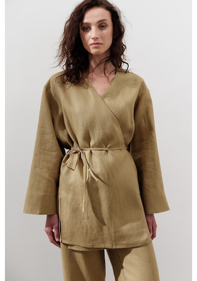 Manuka Keten Kruvaze Kapama Kimono Köri Köri