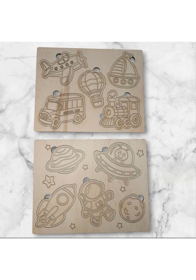 Boyanabilir Ahşap Puzzle Seti 20x16 Cm Kayın Kontra