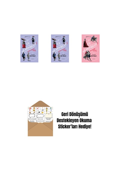 Üç Silahşörler 5 - Demir Maskeli Adam + Üç Silahşörler 5 - Demir Maskeli Adam Ciltli + Üç Silahşörler 3 - Bragelonne Vikontu Ciltli + Okuma Sticker'ları