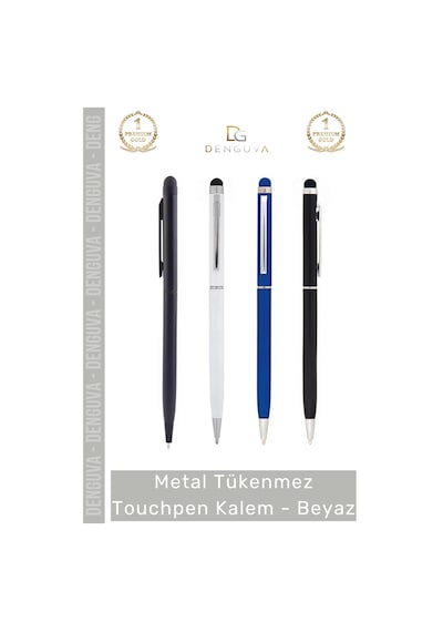 Kalem Kurumsal Promosyon Lazer Baskı Metal Gövde Dokunmatik Şık Tükenmez Touchpen Kalem Beyaz Çok Renkli