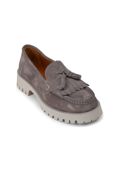 Deery Kadın Hakiki Süet Gri Püsküllü Loafer - 02033zgrıc01