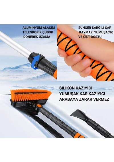 Coofbe Teleskopic Profesyonel 2in1 Araç Kar Fırçası Oto Ön Cam Buz Kazıyıcı Araç Kar Fırçası Ve Buz Kazıyı Diğer