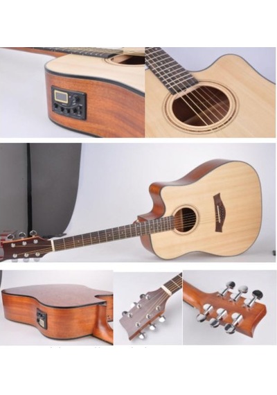 Wınzz Masif Maun Ağacı Jumbo Kasa Elektro Akustik Gitar-Kılıflı