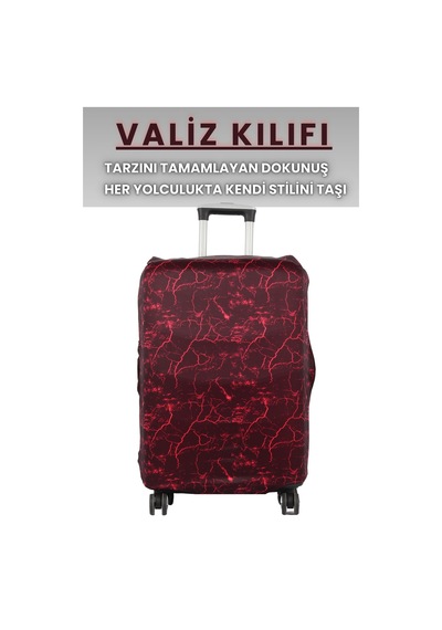 Lubros Valiz Kılıfı Bavul Koruyucu Yıkanabilir Alev Damarı