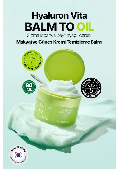 Maxclınıc Makyaj ve Güneş Kremi Temizleme Balmı MAXCLINIC Hyaluron Vita Balm to Oil 90 ML