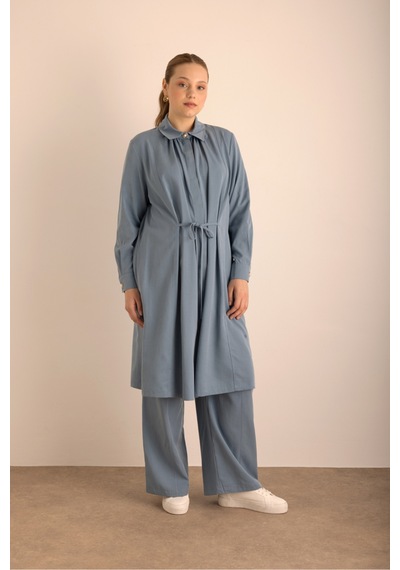 Aker İndigo Beli Bağcıklı Cotton Tunik İndigo İndigo