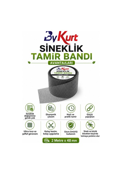 Sineklik Tamir Bandı 2 Metre X 48 Mm Yapışkanlı File Onarım Bandı Pencere Balkon Kapı Sineklik Yama Bandı