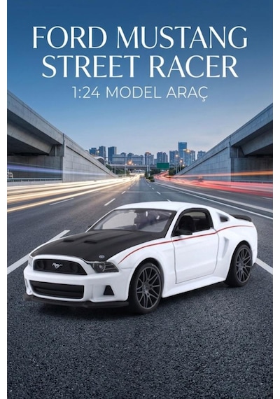 Maisto Lisanslı Metal Ford Mustang Street Racer 2014 1:24 Kapıları Açılabilir Oyuncak Model Araba Beyaz