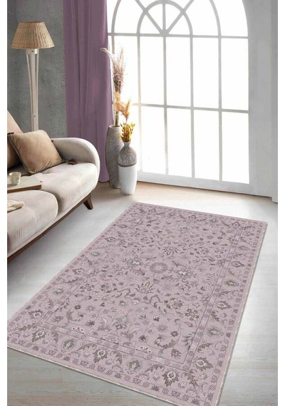 Pudra Vintage Kaymaz Tabanlı Makinede Yıkanabilir Halı Rv295n11