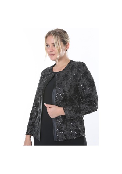 Ladies First Büyük Beden 3804 Siyah Ceket+bluz Takım 001