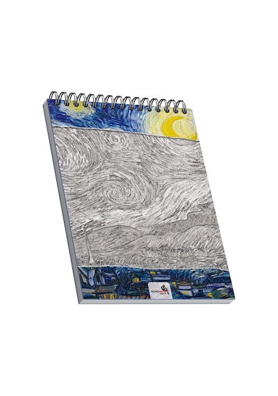 The Starry Night, Van Gogh 1889, A5 Eskiz Defter I, Çizgisiz, 100 Sayfa, 100 Gram, Beyaz Renk,