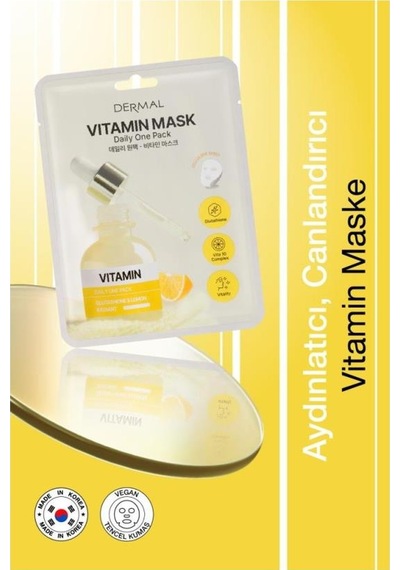 Dermal Kuru Ve Yorgun Ciltler Için Nemlendirici Ve Canlandırıcı Vitamin Kore Maskesi 23 Gr 2 Adet