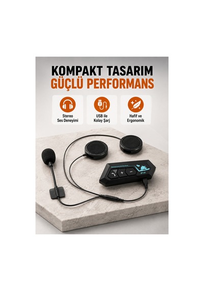 Bt22 Kask Kulaklığı 5.0, Intercom, Su Geçirmez Ve Uzun Ömürlü Batarya Yeni Nesil