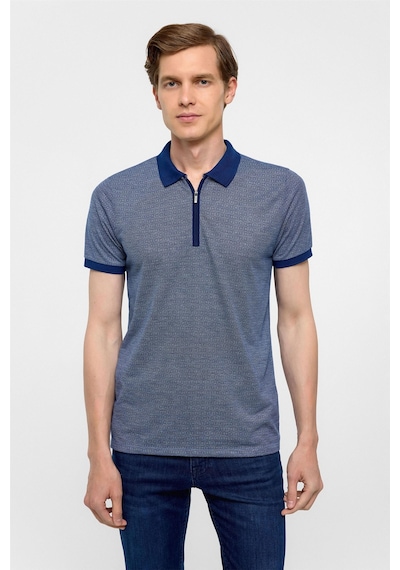 Süvari Lacivert Slim Fit Baskılı Polo Yaka Tişört