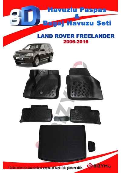 Land Rover Freelander 2 2006-2016 Havuzlu Paspas Ve Bagaj Seti Bi Siyah