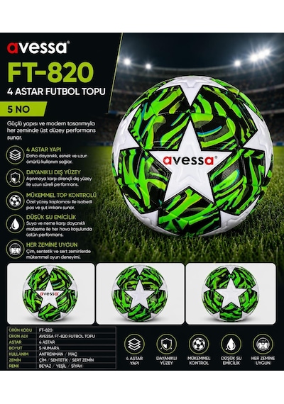 Avessa Ft-820 Futbol Topu 4 Astar Yeşil