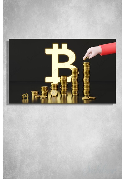 Dekoratif Yatay Kanvas Tablo Tekli Ofis Broker Bankacılık Yatırım Kripto Para Bitcoin Borsa Forex
