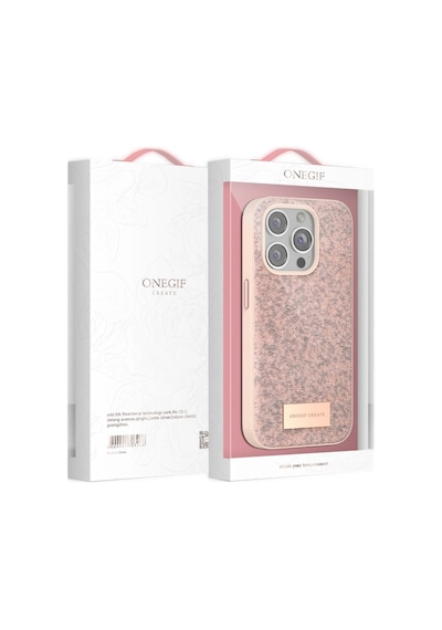 Onegif iPhone Uyumlu 14 Pro Bright Simli Kapak - Pembe