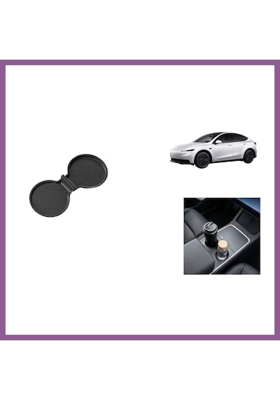 Ren.ga.renk Tesla Model 3 Model Y Standart Juniper 2025+ Uyumlu Orta Bardaklık Pedi Kaymaz Konsol Koruyucu Matı 1 Adet Siyah Rengaren