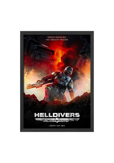 Helldivers Siyah Ahşap Çerçeveli Poster, Dekoratif Oyun Duvar Tablosu