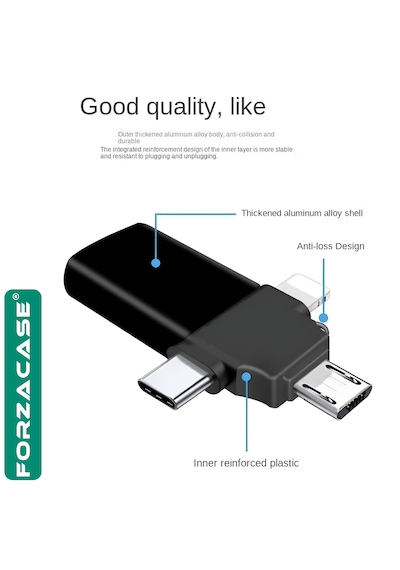 Micro Usb Type-c Lightning To 4in1 Otg Usb Çevirci Adaptör Fc930