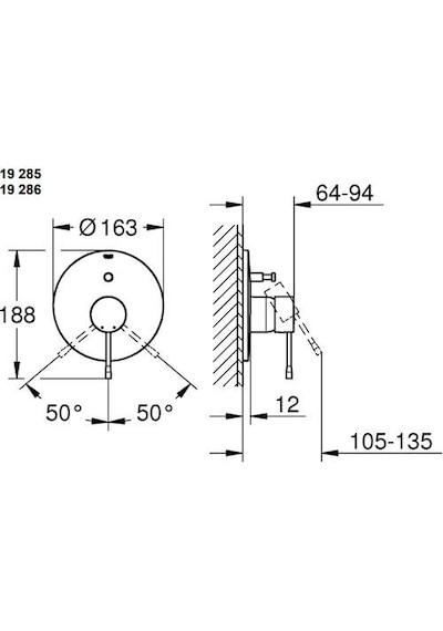Grohe Essence New Ankastre Duş Bataryası- Hard Graphite - 19285Al Krom