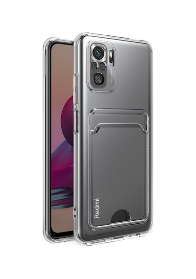 Kvy Xiaomi Redmi Note 10s Kamera Korumalı Kartlıklı Setra Şeffaf Silikon Kılıf