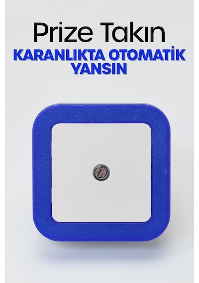 Kare Otomatik Gece Lambası Işığa Duyarlı Karanlık Ldr Sensörlü Koridor Mavi Gc02 Mavi
