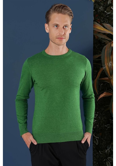 Efor Tr 858 Slim Fit Yeşil Klasik Triko Yeşil