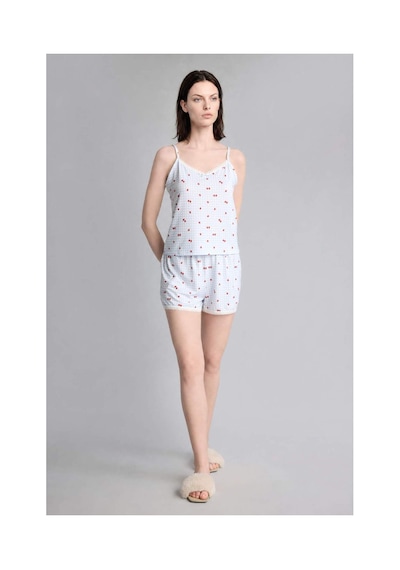 Defacto Regular Fıt Askılı 2li Softshell Açık Mavi Şortlu Pijama Takımı H6376ax26hsbe250 Mavi-be250