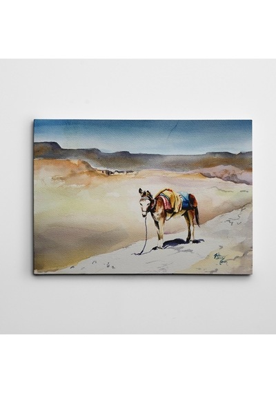 Çöl Ve Katır Dekoratif Dev Boyut Kanvas Tablo 100 X 140 Cm
