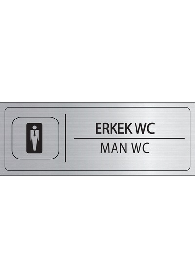 Mayeka Erkek Wc İsimlik Gümüş Metal Kapı İsimliği Levhası Yönlendirme Tabelası