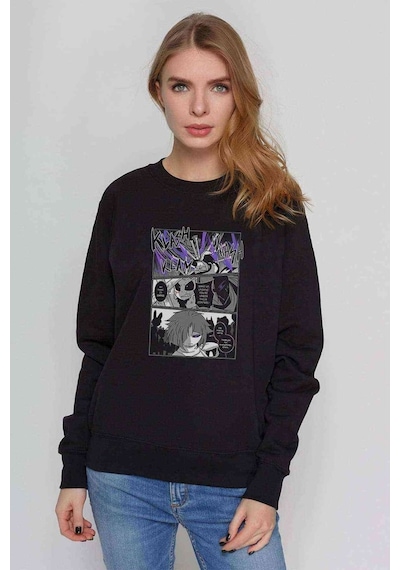 Undertale Klash Klam Baskılı Siyah Kadın Sweashirt