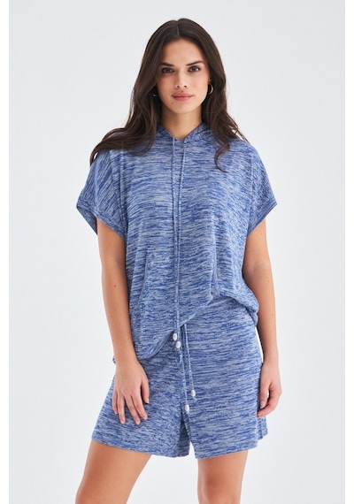 Peraluna Kaıra Blouse & Shorts Kapüşonlu Yazlık Kadın Triko Şort İndigo