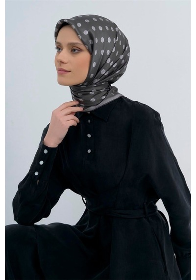 Armine İpek Eşarp 2026 Yaz - 9544-52 Füme Twill