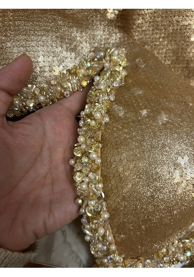 Chica Rosa Fashion Dore Swarowskı İşlemeli Parti Elbisesi Altın
