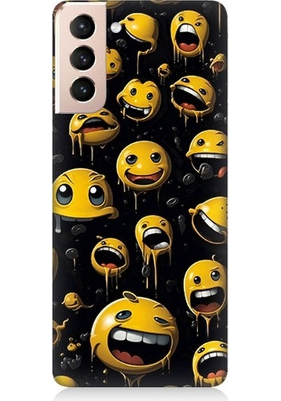 Samsung Galaxy S21 Plus Uyumlu Tuhaf Smiley'ler Desenli Silikon Kılıf