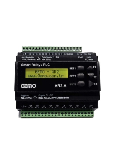 Gemo Ar2-a-24vdc-12d2a-rtc Ray Tipi &quot Ladder Logic&quot İle Programlanabilir Akıllı Röle / Plc