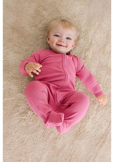 Luess Kız Bebek Rahat Kalıp Mevsimlik %100 Pamuk Tulum - Pembe 0-3 Ay 6-9 Ay Pembe