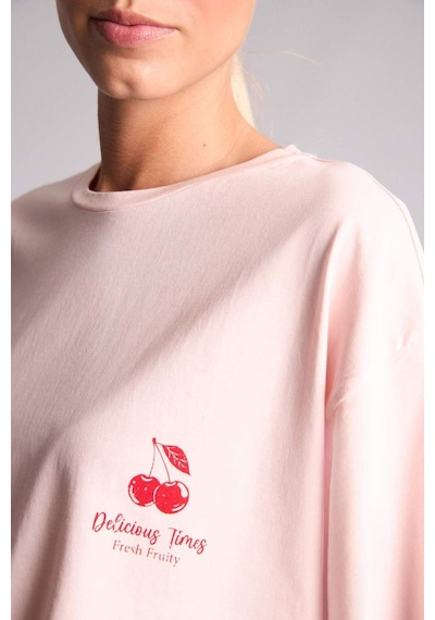 Defacto Regular Fıt Şortlu Kısa Kollu Baskılı 2li Pijama Takımı H7408ax26hsrd197 Kırmızı-rd197