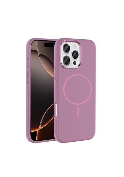 Apple Uyumlu iPhone 16 Pro Kılıf M-safe Şarj Özellikli Metal Kamera Çerçeveli Zore Edi Silikon Kapak Mor