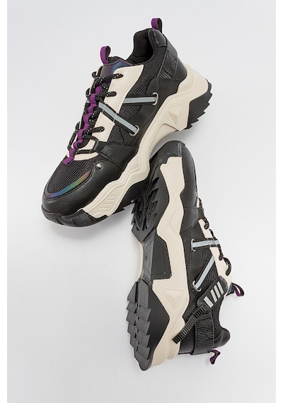 Luvishoes Leona Siyah Mor Kadın Spor Sneakers Mor - Siyah